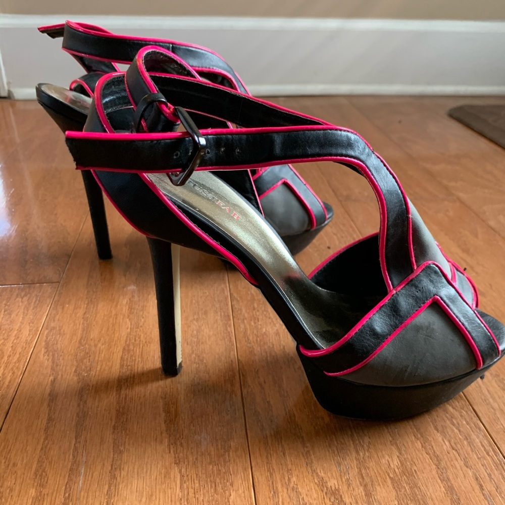 JUSTFAB black and hot pink stiletto heels